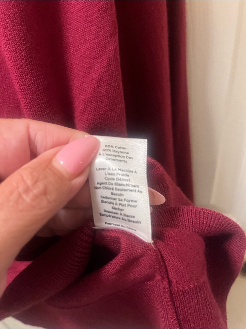 Talbots Women’s Medium Burgundy Tea Cup Embroidered Novelty Sweater Long Sleeve - Picture 11 of 11